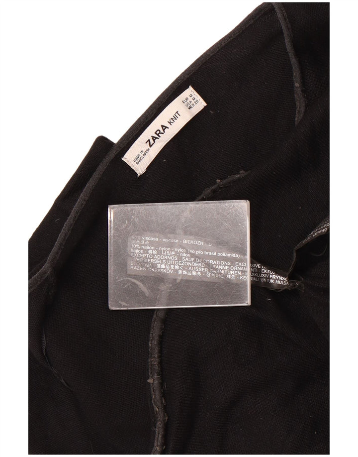 Zara Kvinders Oversized Cardigan Sweater UK 14 Medium Sort Viscose
