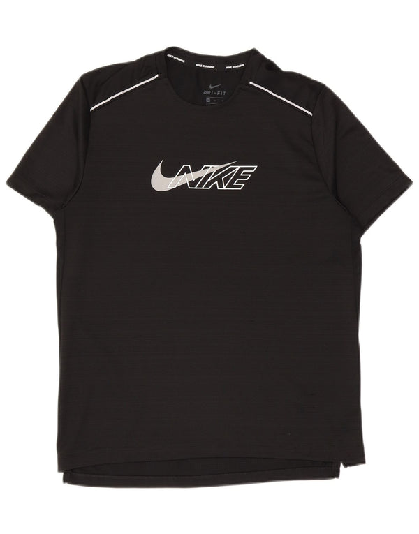 T-shirt grafica Nike Dri Fit da uomo, parte superiore in poliestere nero medio