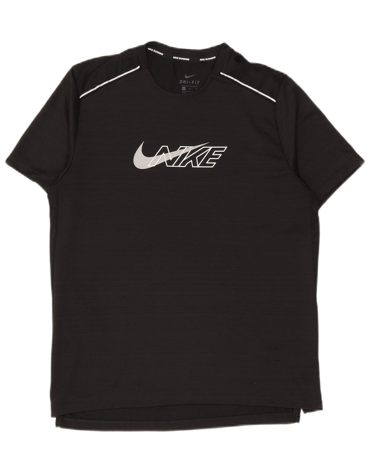T-shirt grafica Nike Dri Fit da uomo, parte superiore in poliestere nero medio