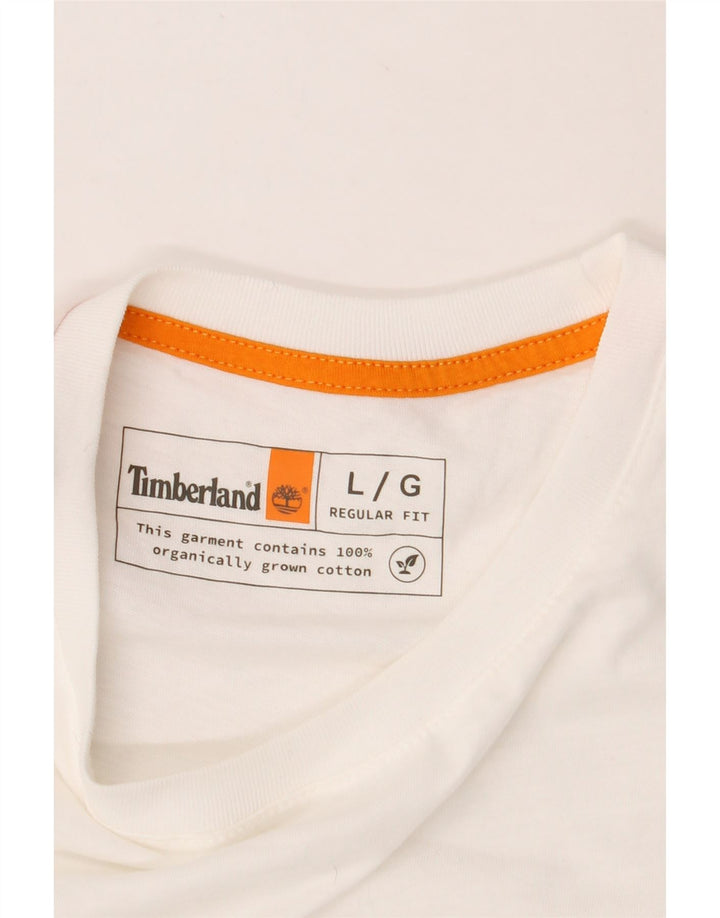 TIMBERLAND Mens Regular Fit T-Shirt Top Large White Cotton