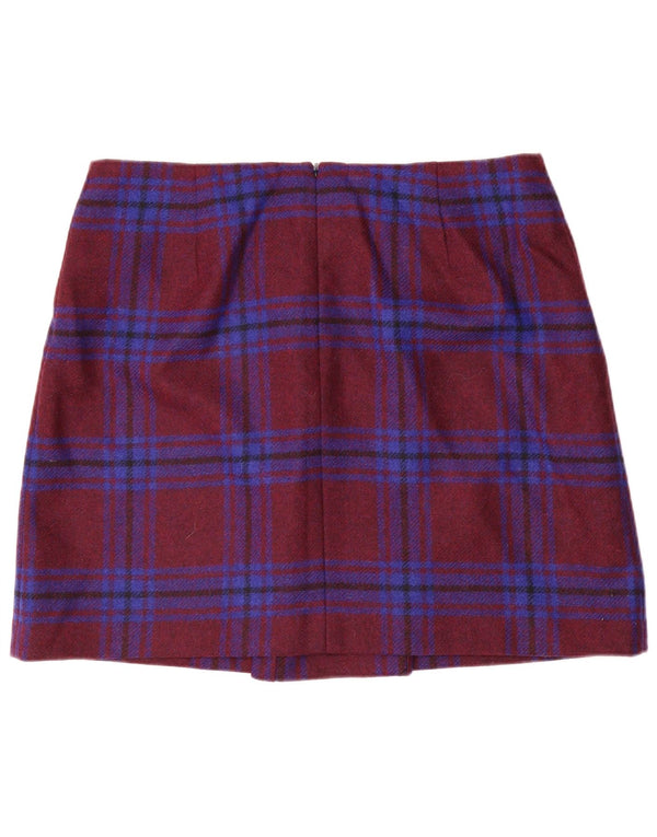 Gonna a trapezio da donna HOBBS UK 16 Large W36 lana scozzese bordeaux