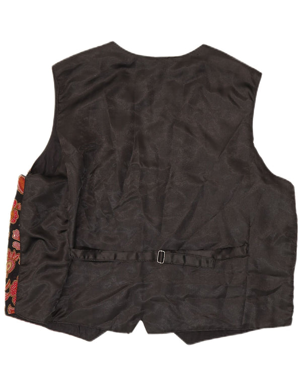 Vintage damevest UK 18 XL sort blomster