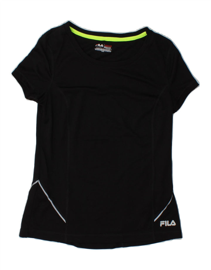 FILA Womens T-Shirt Top UK 6 XS Black Polyester Vintage Fila and Second-Hand Fila from Messina Hembry 