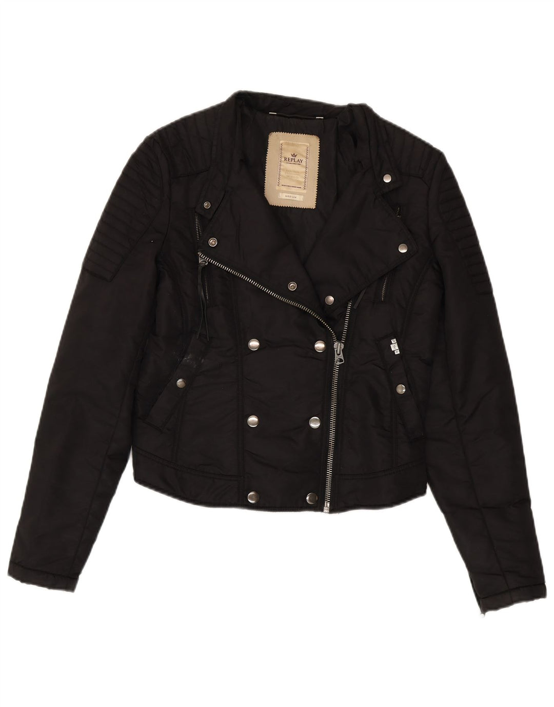 Giacca da motociclista corta da donna Replay UK 12 media nera