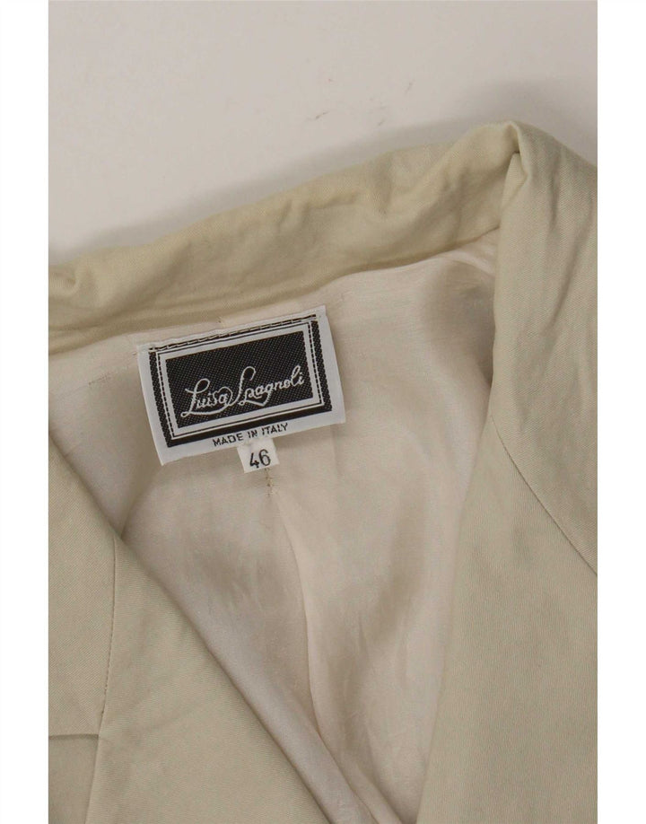 Luisa Spagnoli Womens Short Sleeve 3 Button Blazer Jacket IT 46 Large Beige