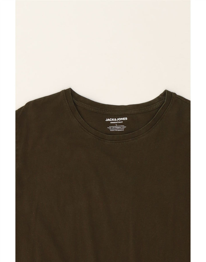 JACK & JONES Mens T-Shirt Top Large Khaki Vintage Jack & Jones and Second-Hand Jack & Jones from Messina Hembry 