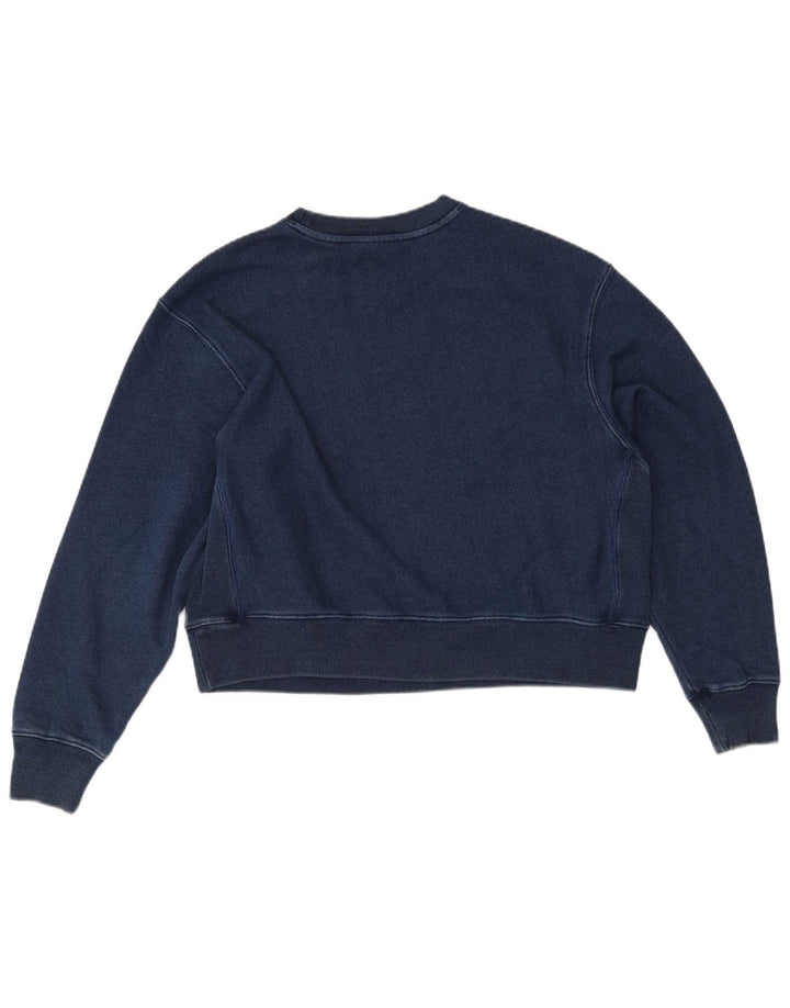 Champion Womens Crop Oversized Sweatshirt Jumper UK 14 Medium Navy Blue
