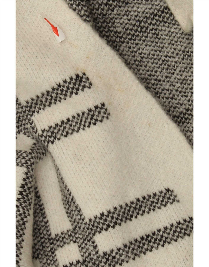 Marks & Spencer Womens Longline Cardigan Sweater UK 16 Large White Check
