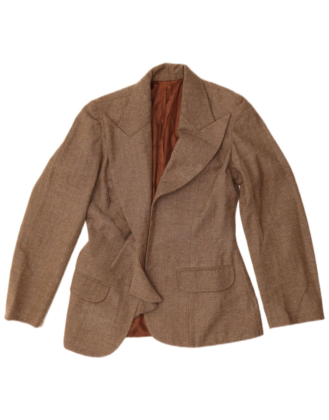 Vintage Damen offene Blazerjacke UK 8 Small Brown