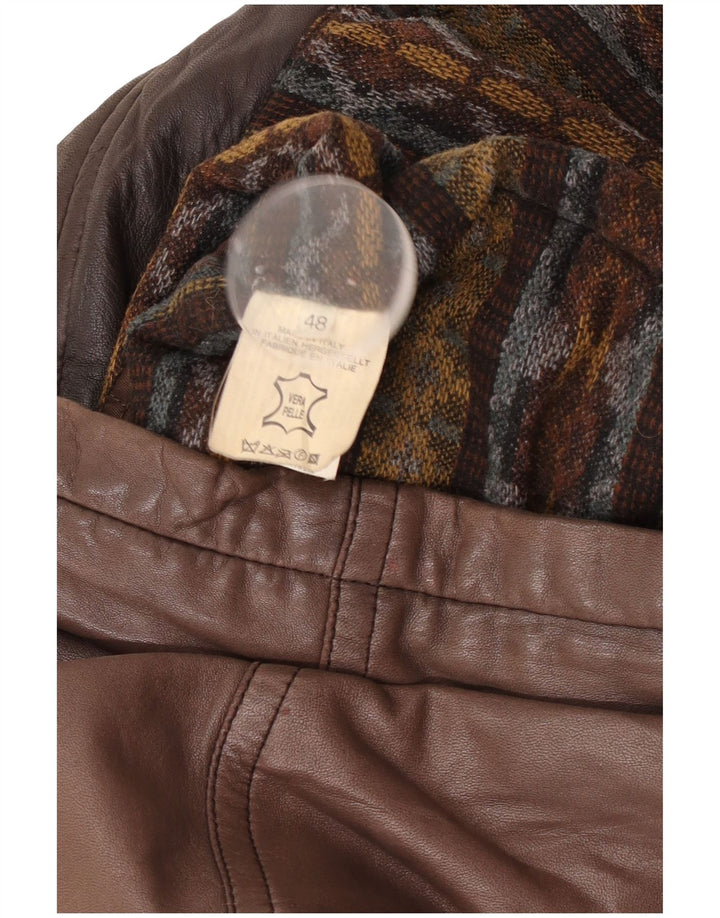 Vintage Mens Leather Coat EU 48 Medium Brown Leather