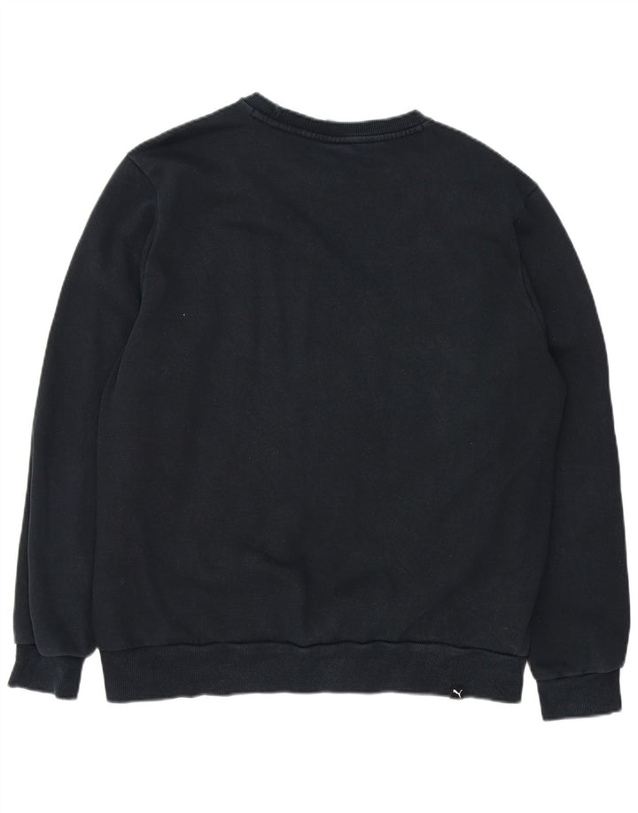 PUMA Mens Graphic Sweatshirt Jumper Large Navy Blue Cotton