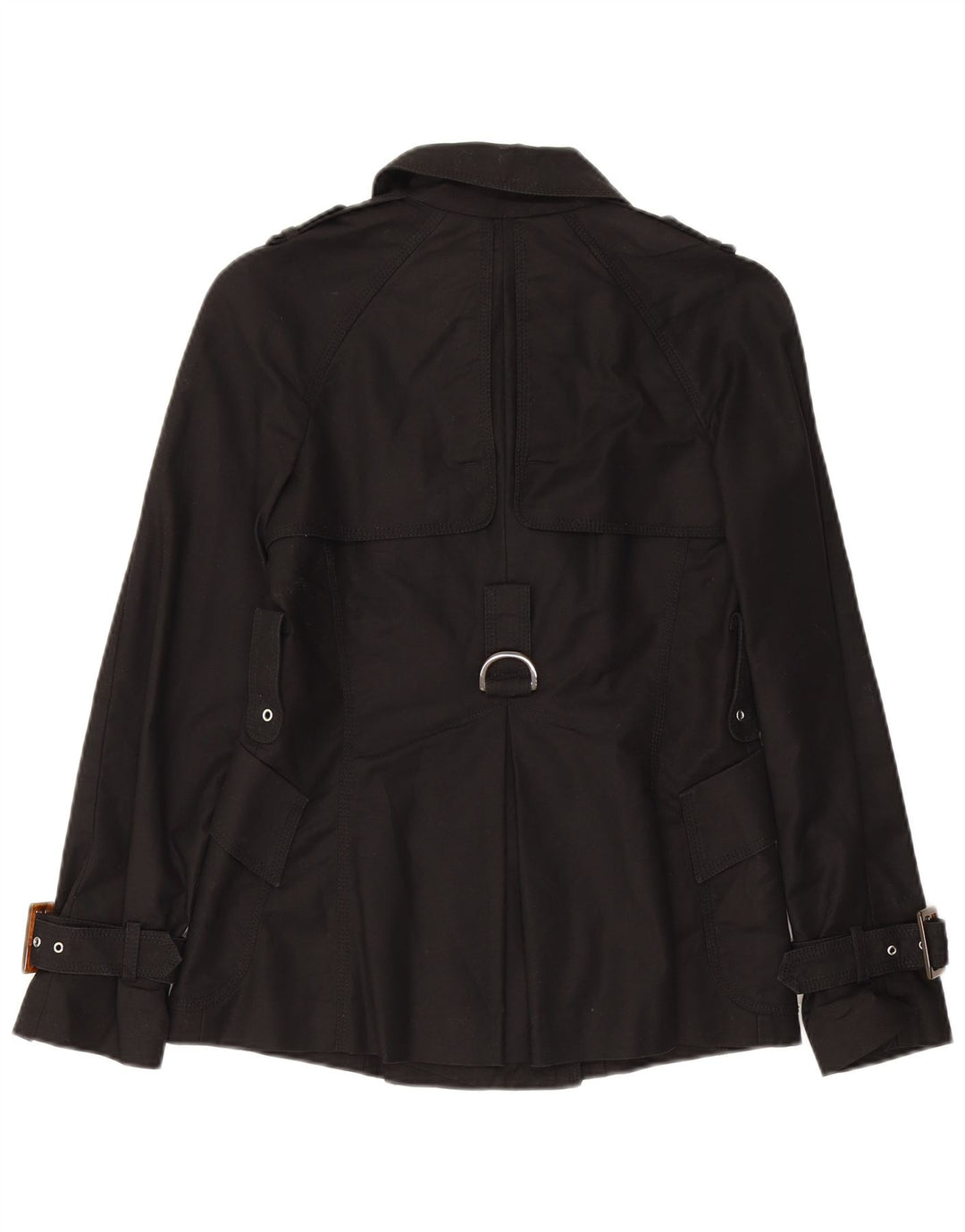 Zara Womens Trench Coat UK 10 Small Black Cotton