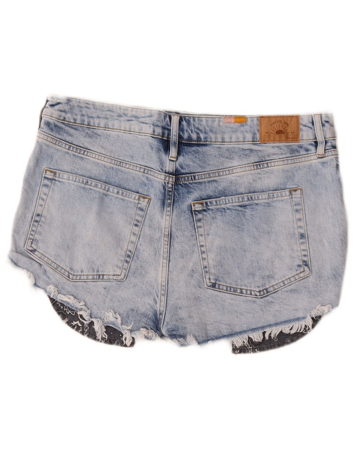 Superdry Womens Distressed Denim Hot Pants W32 Large Blue Cotton