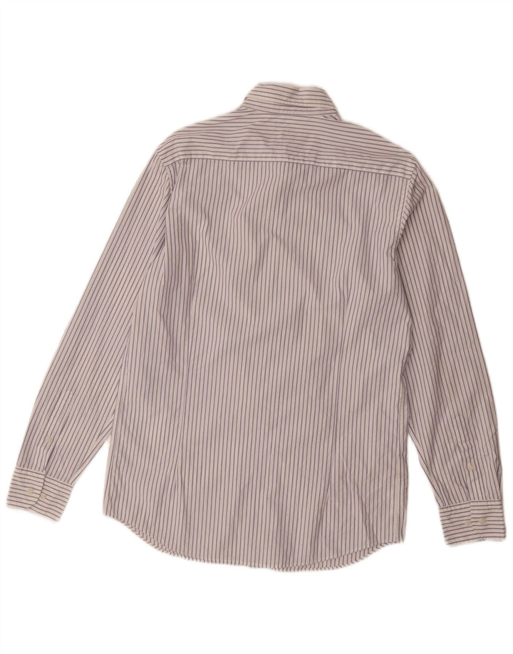 Massimo Dutti Mens Shirt Medium White Pinstripe Cotton