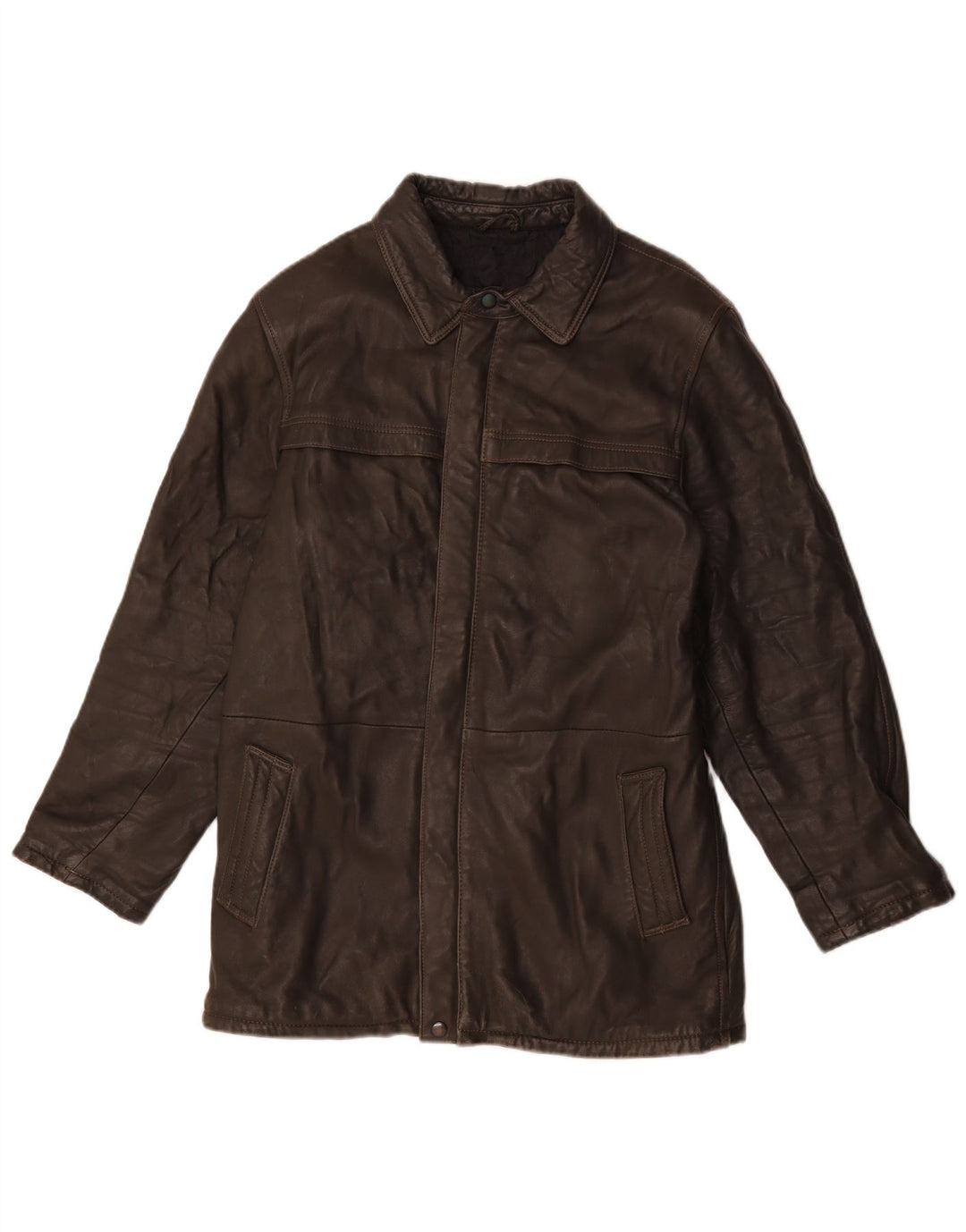 Vintage Mens Leather Jacket IT 48 Medium Brown Leather