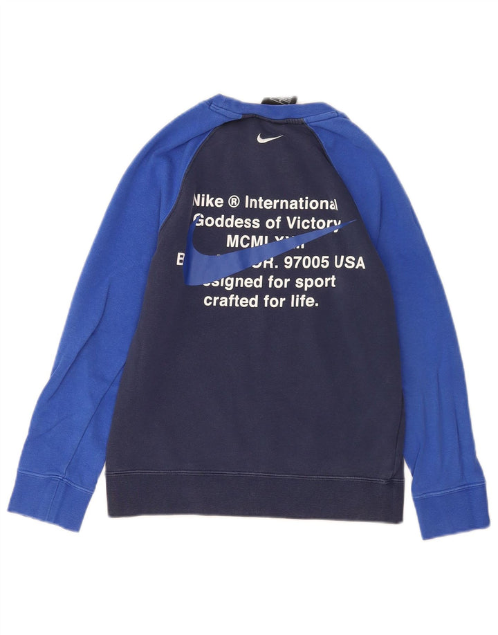 Nike Boys Graphic Sweatshirt Jumper 10-11 Years Medium Blue Colourblock