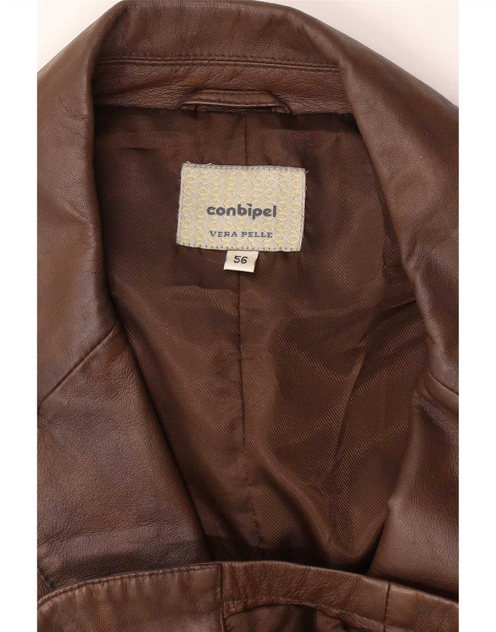 Conbipel Veste Blazer en Cuir à 3 Boutons pour Homme IT 56 2XL Marron