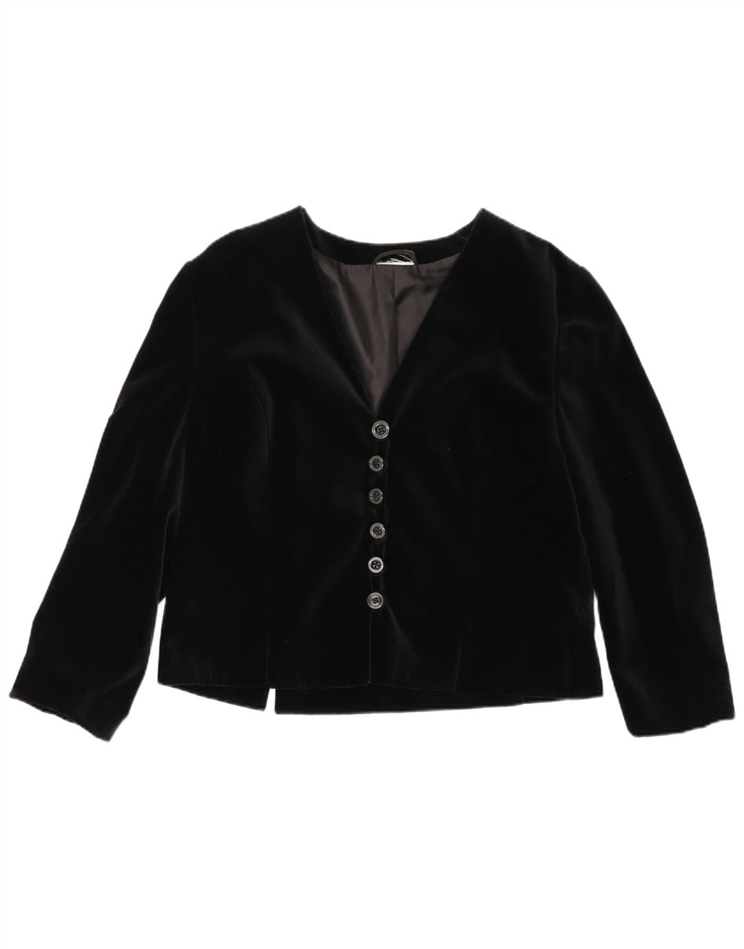 Vintage Womens Velvet 6 Button Blazer Jacket UK 14 Medium Black Cotton