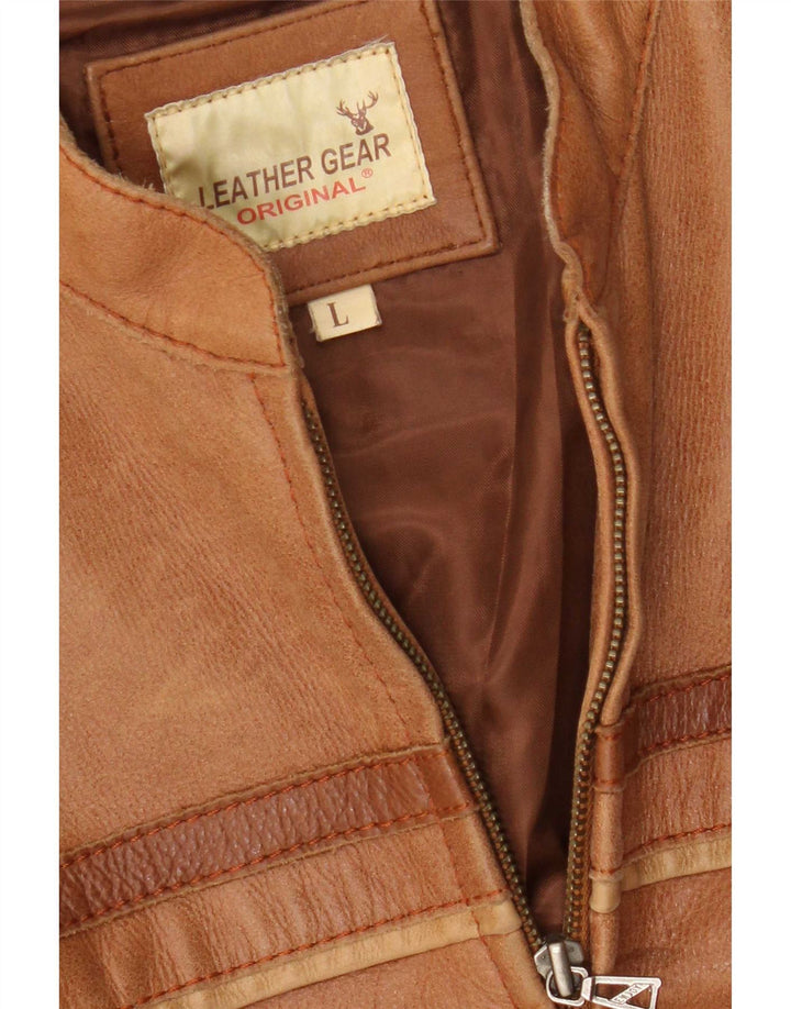Vintage Mens Leather Racer Jacket UK 40 Large Brown