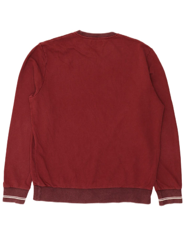 Fred Perry Mens Sweatshirt Jumper Large Burgundy Cotton