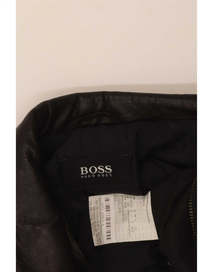 Hugo Boss Mens Overcoat EU 52 XL Black Polychlorid