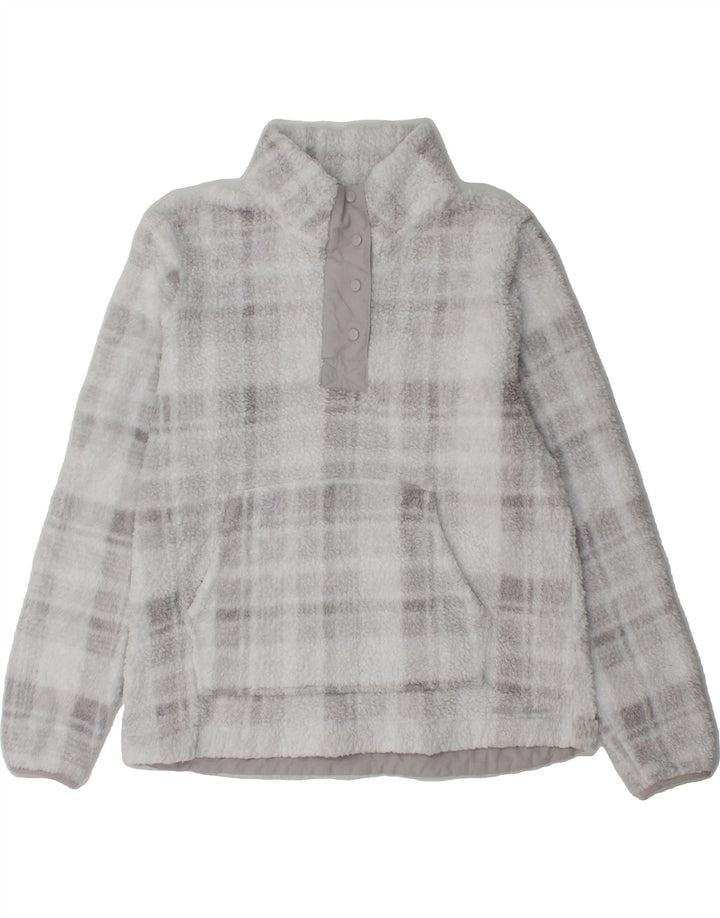 EDDIE BAUER Womens Fleece Sweatshirt Jumper UK 14 Medium Grey Check Vintage Eddie Bauer and Second-Hand Eddie Bauer from Messina Hembry 