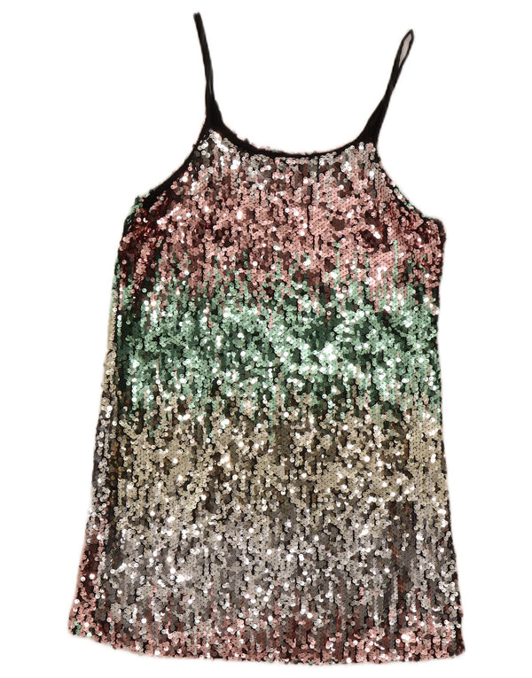 Vestido feminino vintage UK 12 médio multicolorido manchado