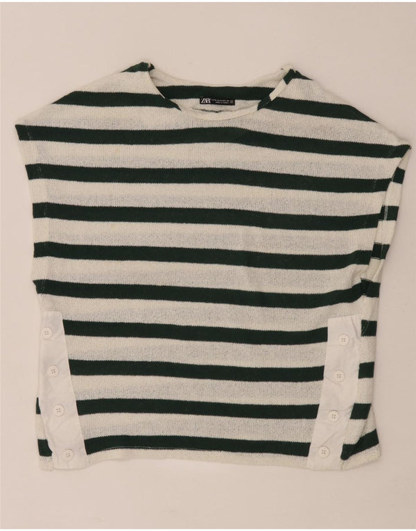 T-shirt Zara da donna Top UK 14 a righe bianche medie
