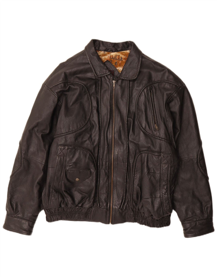 Karlsburg  Mens Leather Jacket IT 54 2XL Black Leather