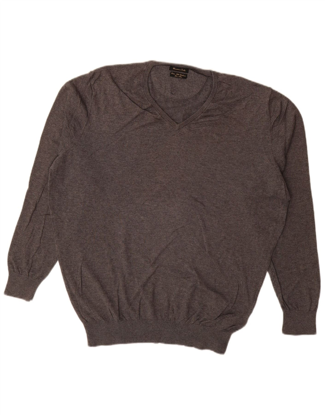 MASSIMO DUTTI Mens V-Neck Jumper Sweater XL Grey Cotton