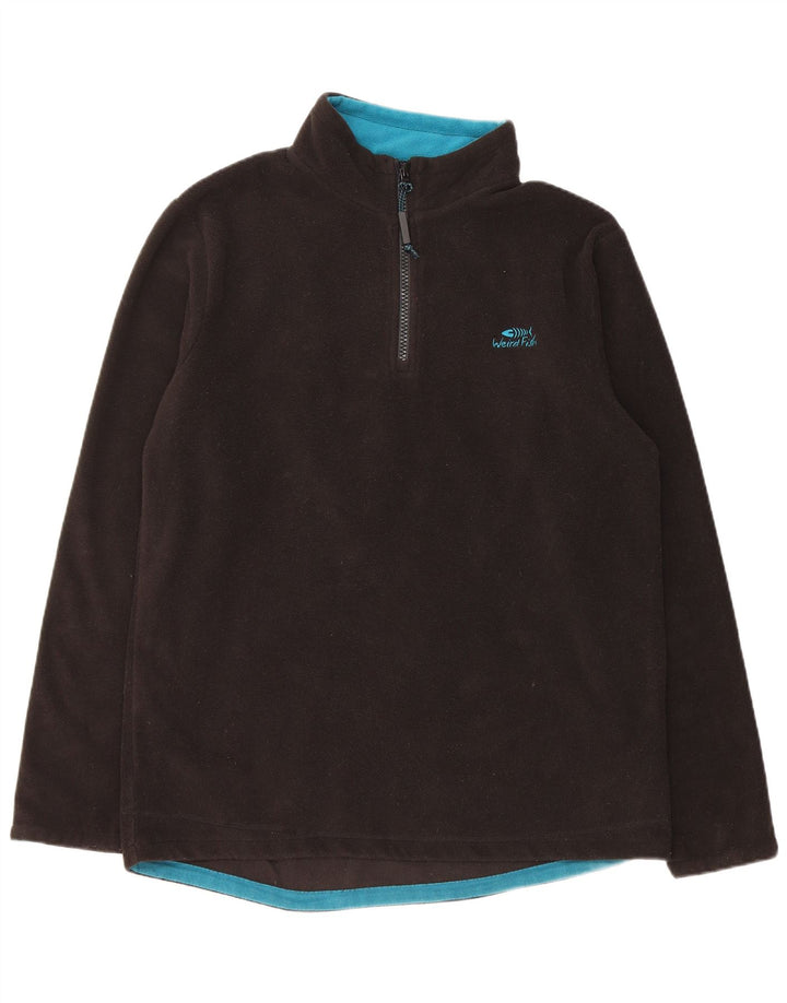 Weird Fish Mens Zip Neck Fleece Jumper Medium Black Polyester