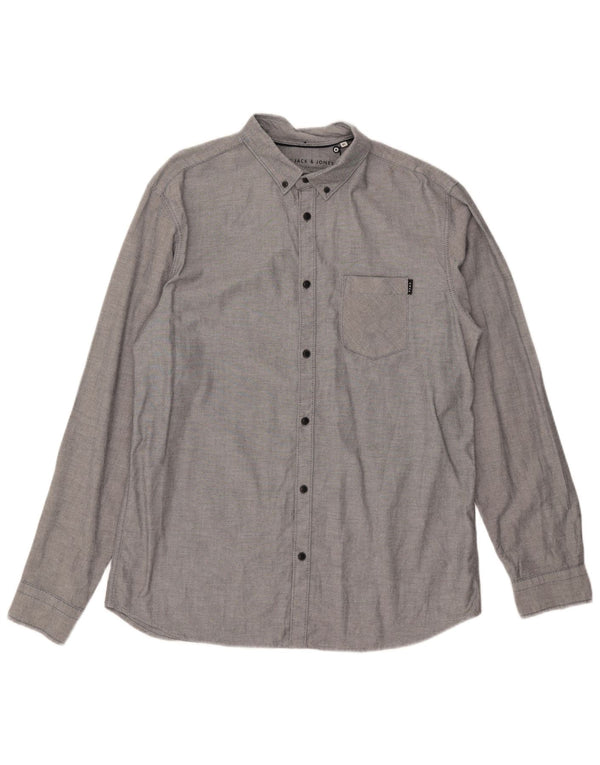 Jack & Jones Mens Slim Fit Shirt XL Grey Cotton