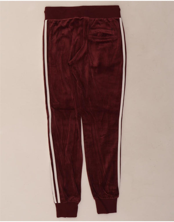 Adidas Womens Velvet Tracksuit Trousers Joggers UK 8 Small Burgundy Cotton