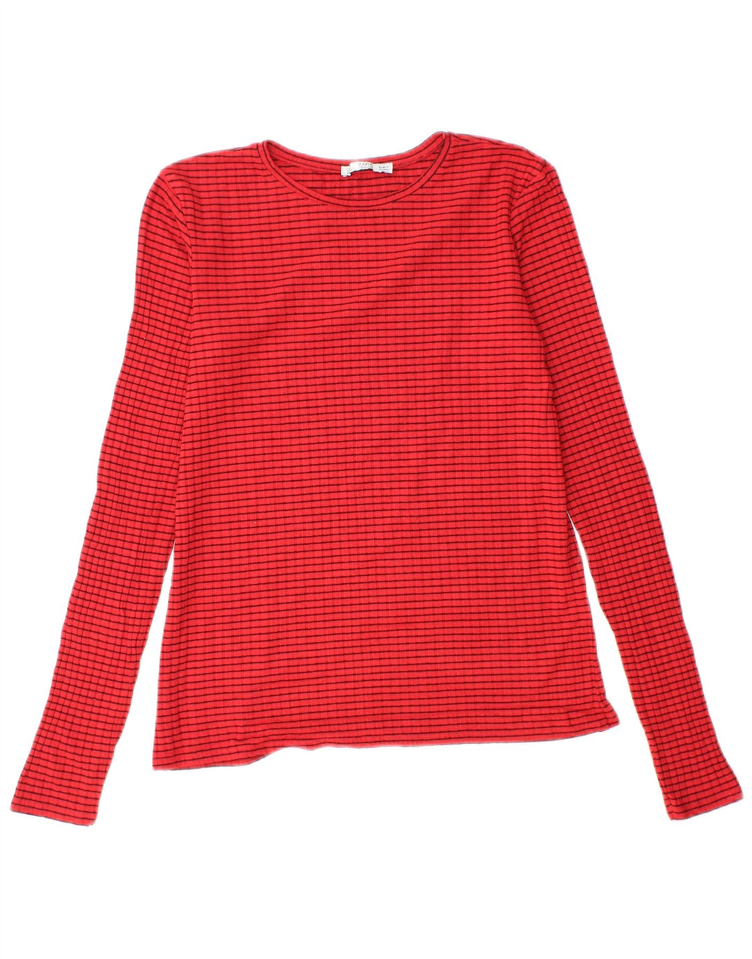 ZARA Womens Top Long Sleeve UK 12 Medium Red Striped