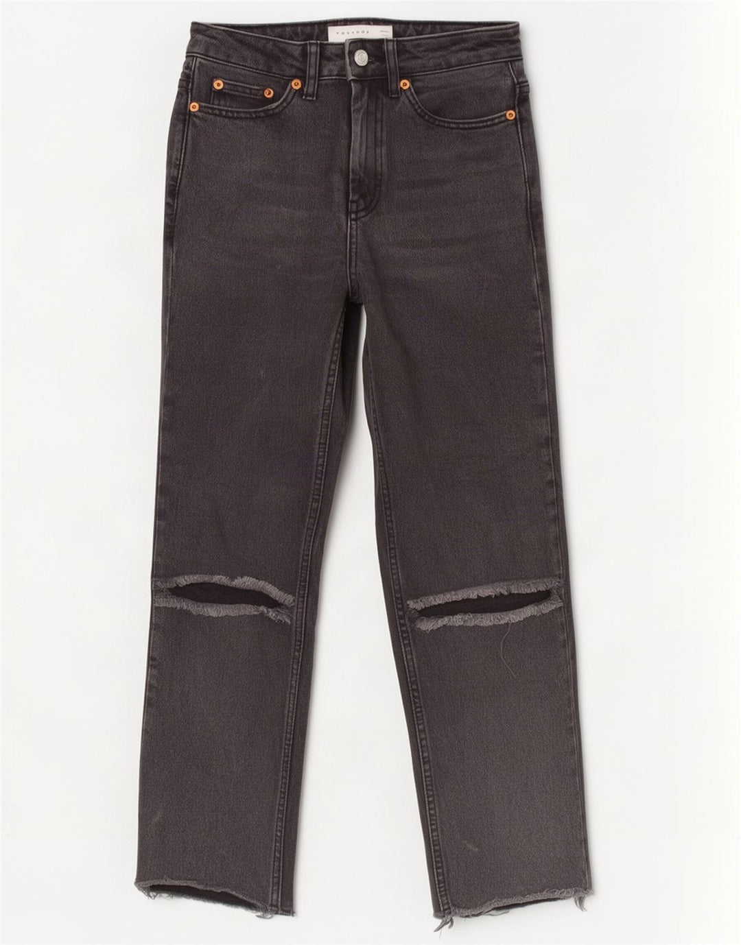 Topshop Dame Distressed Cropped Jeans W25 L24 Grå Polyester