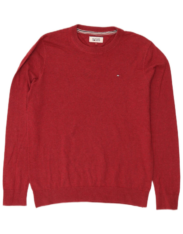 Tommy Hilfiger Herre Crew Neck Jumper Sweater Large Bourgogne Bomuld