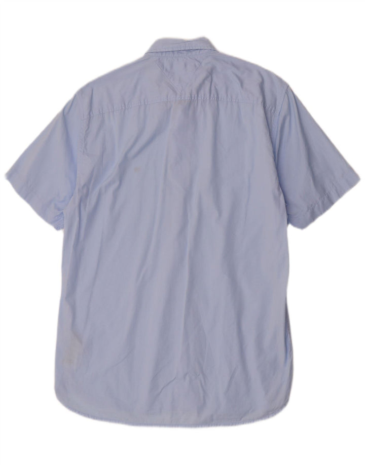 Camicia da uomo a maniche corte Regular Fit Tommy Hilfiger in cotone blu medio