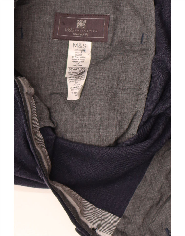 Marks & Spencer Herren-Anzughose mit normaler Passform, W44, L31, marineblaue Wolle