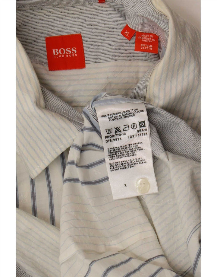 Hugo Boss Mens Shirt XL Blue Striped Cotton