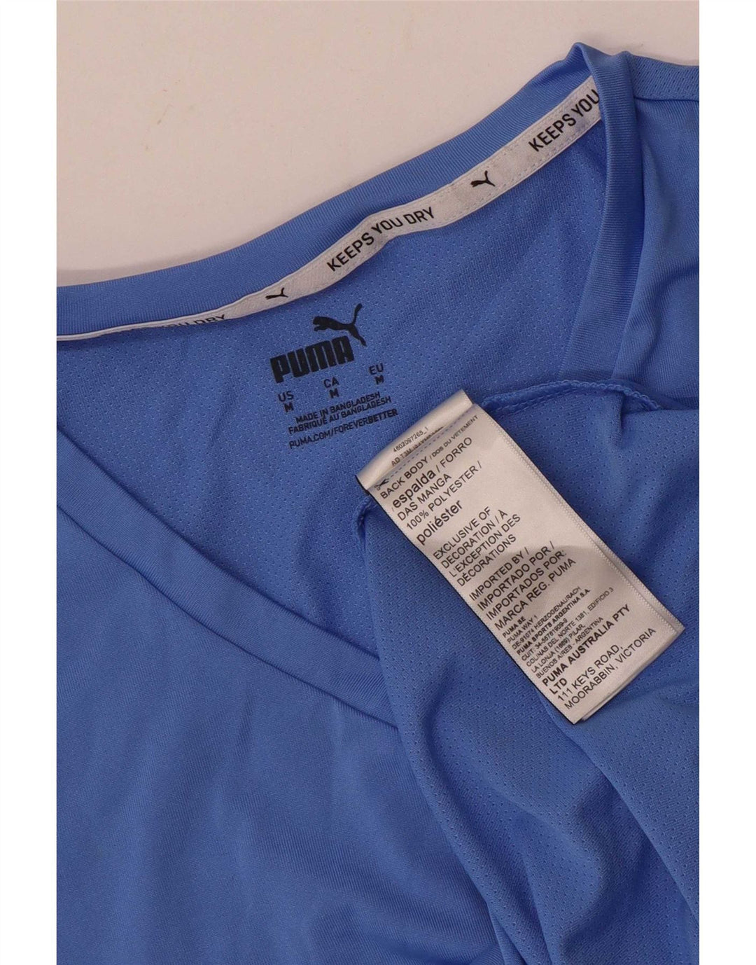 Puma Womens T-Shirt Top UK 12 Medium Blue Polyester