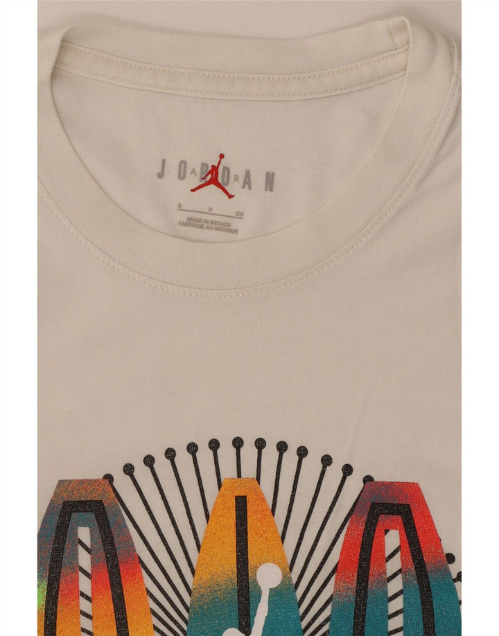 JORDAN Mens Graphic T-Shirt Top Small White Cotton