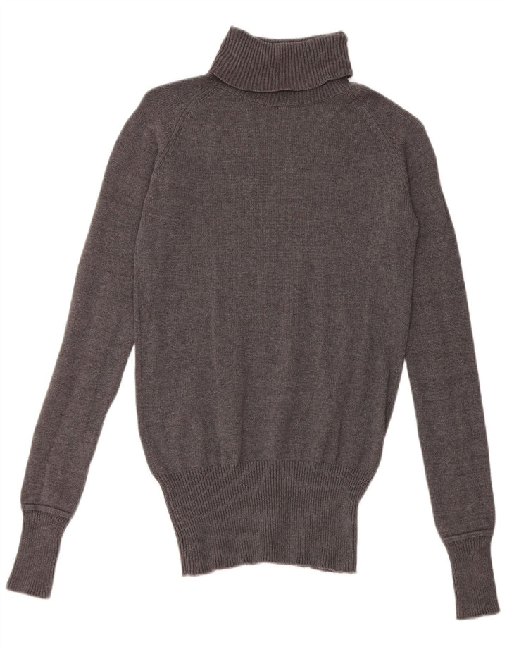 Zara Dame Rullehals Sweater UK 12 Medium Grå Bomuld