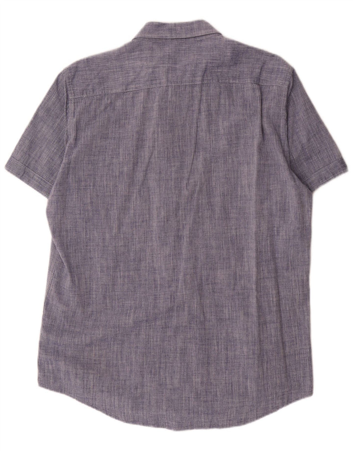 Carrera Mens Short Sleeve Regular Fit Shirt Large Blue Cotton