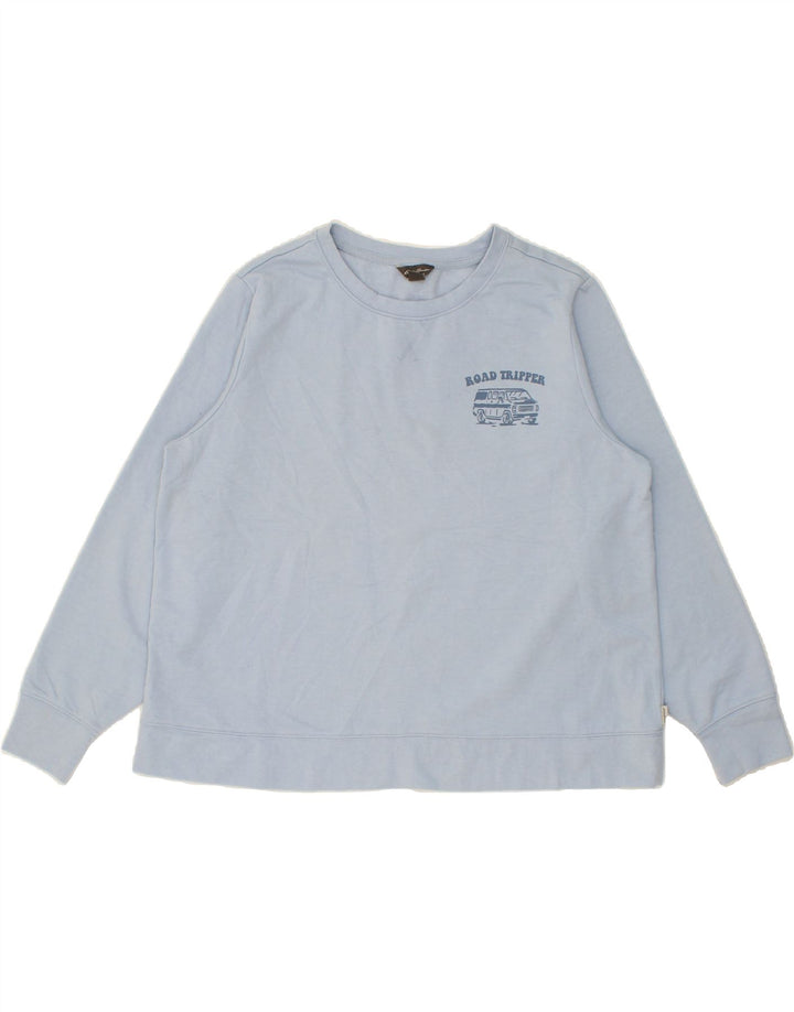 EDDIE BAUER Womens Oversized Graphic Sweatshirt Jumper UK 18 XL Blue Vintage Eddie Bauer and Second-Hand Eddie Bauer from Messina Hembry 