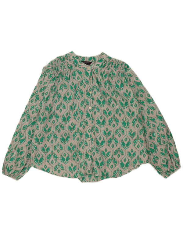 Marks & Spencer Chemisier surdimensionné pour femme UK 10 Petit coton ikat vert