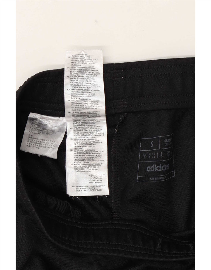 Adidas Mens Slim Fit Tracksuit Trousers Small Black Polyester