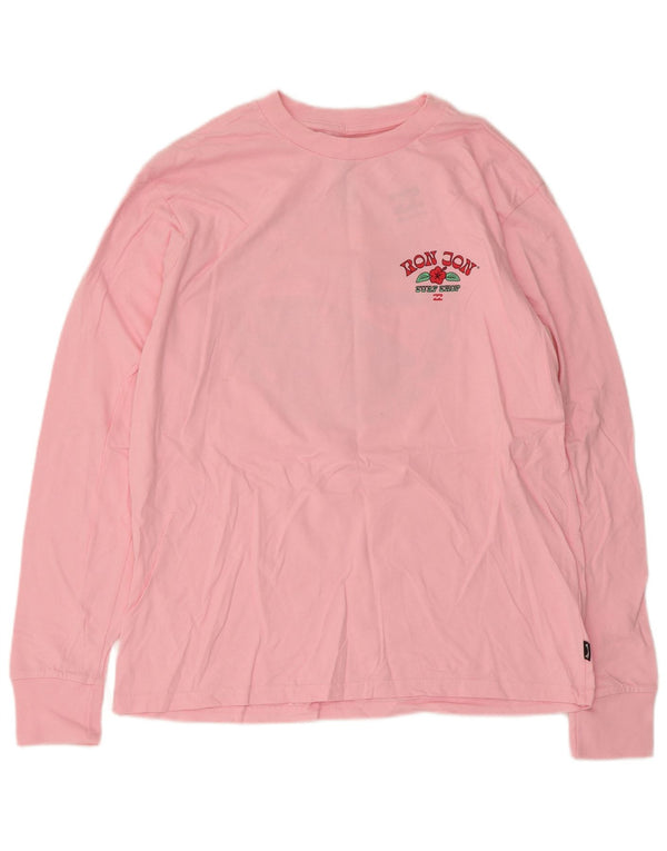 Billabong Dame Grafisk Top Langærmet UK 10 Lille Pink Bomuld