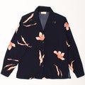 MICHAEL GOLD Womens Shirt Blouse UK 12 Medium Navy Blue Floral Polyester Vintage Michael Gold and Second-Hand Michael Gold from Messina Hembry 