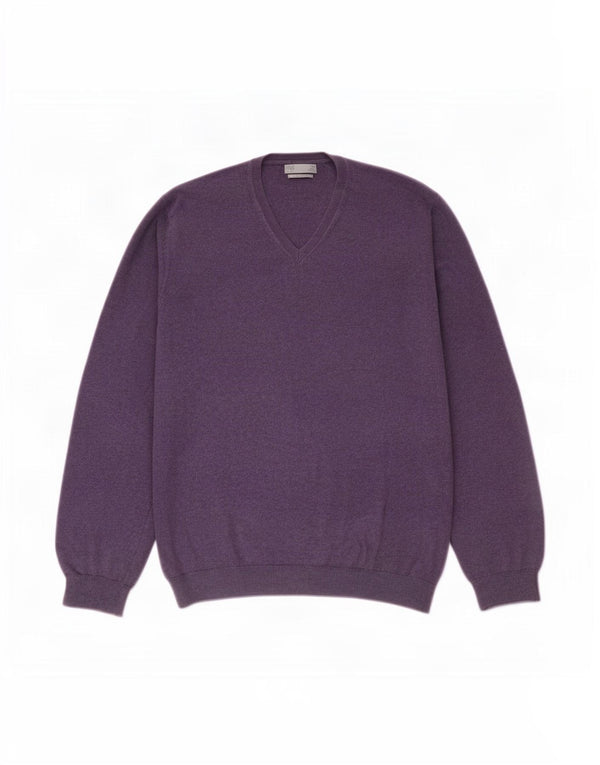 Marks & Spencer Herre V-hals sweater 3XL Lilla bomuld