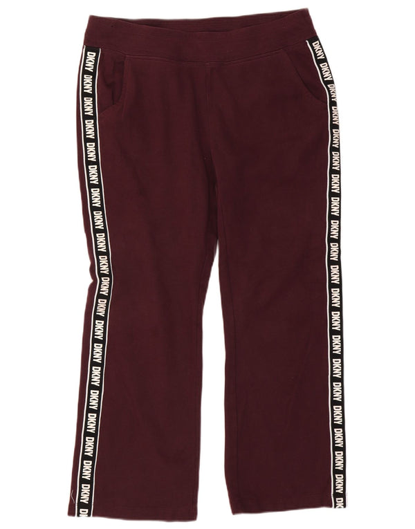 Dkny Womens Graphic Tracksuit Trousers UK 14 Medium Burgundy Colourblock
